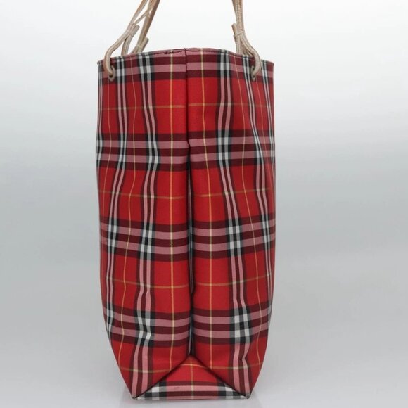 BURBERRY Nova Check Tote Bag Nylon Red Silver Auth - Picture 11 of 15